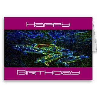 Pod of Neon Dolphin birthday card