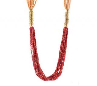 Susan Graver Seed Bead Adjustable Long Necklace —