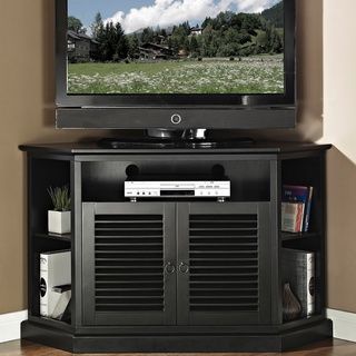 52 in. Black Wood Corner TV Stand Entertainment Centers
