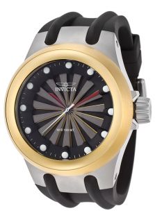 Invicta 15865  Watches,Mens Specialty Gold & Gunmetal Dial Black Polyurethane, Casual Invicta Quartz Watches