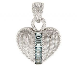 Judith Ripka Sterling Silver 0.85 ct Aqua Baguette Heart Enhancer —