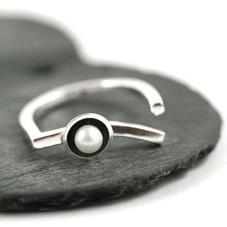 silver pearl art deco ring, asymmetrical by louy magroos