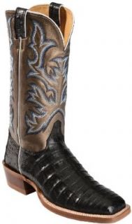 Justin Men's Aqha Vintage Caiman Belly Metallic Cowboy Boot Wide Square Toe