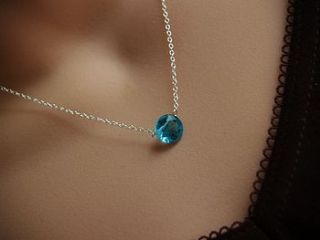 swiss blue quartz solitaire silver necklace by prisha jewels