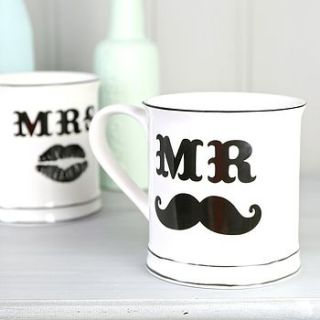 'mr and mrs' moustache mugs by lisa angel wedding