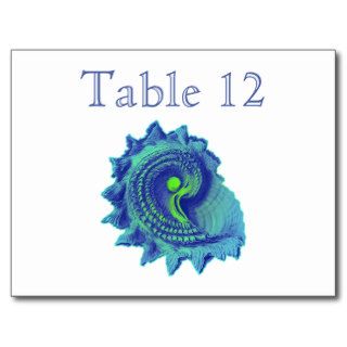 Ocean Blue Spiral Sea Shell Reception Table Number Post Cards