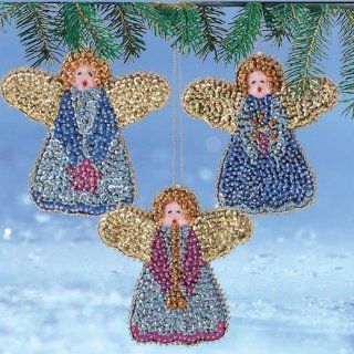 Craftways Trio of Angels Ornament Sequin Art Kit   Christmas Bell Ornaments