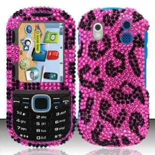 Pink Leopard Bling Gem Jeweled Crystal Cover Case for Samsung Intensity II 2 SCH U460 Cell Phones & Accessories