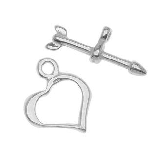 Sterling Silver Heart & Arrow Toggle Clasp 12mm (1 Set)