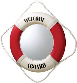 Shop Red/White Welcome Aboard Decorative Nautical Life Ring Mirror at the  Home Dcor Store. Find the latest styles with the lowest prices from HS