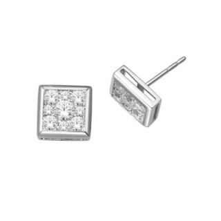 CT. T.W. Diamond Cluster Square Stud Earrings in 14K White Gold