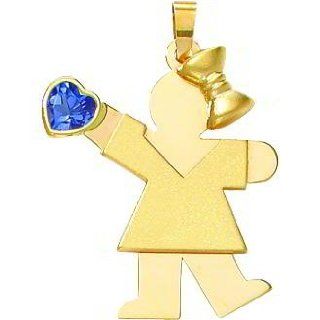 14K Gold The Kids December CZ Birthstone Girl Charm Clasp Style Charms Jewelry