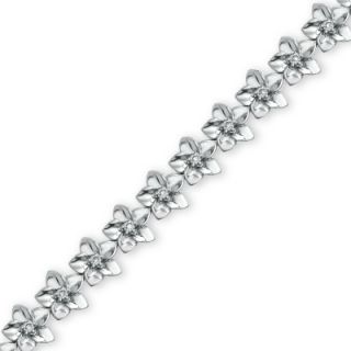 10 CT. T.W. Diamond Flower Line Bracelet in Sterling Silver   Zales