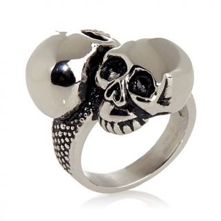 Men's Stainless Steel Skull Designed Bypass Ring