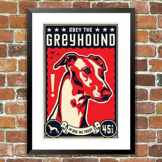 greyhound, obey dog print, for pet lovers by the animal gallery
