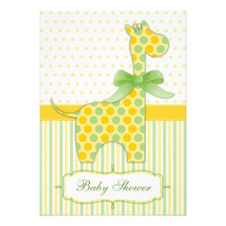 Yellow and Green Giraffe Baby Shower Invitation