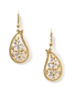Diamond Floral Filigree Teardrop Earrings by Sethi Couture
