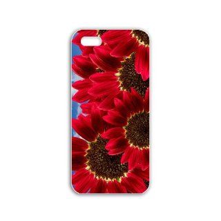 Diy Iphone 5/5S Flowers Series pure red sunflowers wide Flowers Black Case of Fall Cute Cellphone Skin For Guays Cell Phones & Accessories