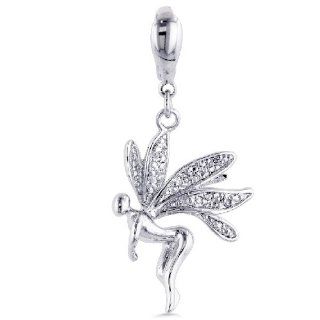 Sterling Silver Diamond Accented Tinker Bell Charm Tinker Bell Charm Clasp Style Charms Jewelry