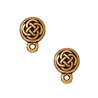 22k Gold Plated Pewter Stud Post Earrings Celtic Circle 11mm (1 Pair)