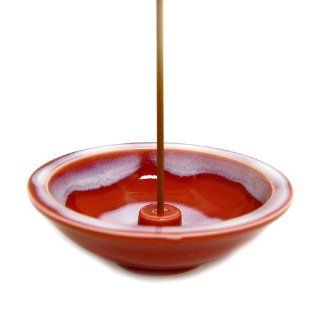 Crimson Round Ceramic Incense Holder  
