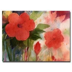 Sheila Golden 'Red Blossoms' Medium Canvas Art Trademark Fine Art Canvas