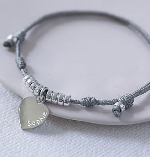 silk and silver heart friendship bracelet by lily belle