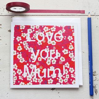 'love you mum'handmade card by what katie did next