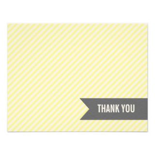 Yellow Stripes Flat Thank You Notes Personalized Announcement
