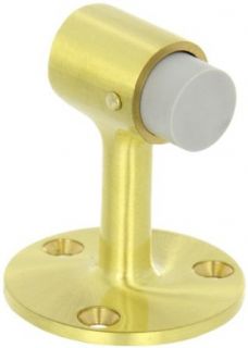 Rockwood 470.4 Brass Door Stop, #12 x 1 1/4" FH WS Fastener with Plastic Anchor, 2 1/2" Base Diameter x 3" Height, Satin Clear Coated Finish