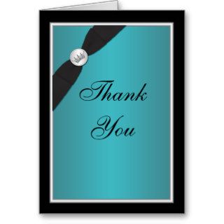 Teal and Black Quinceanera Thank You Note Card Greeting Card