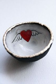 tiny winged love heart bowl by jo lucksted ceramics