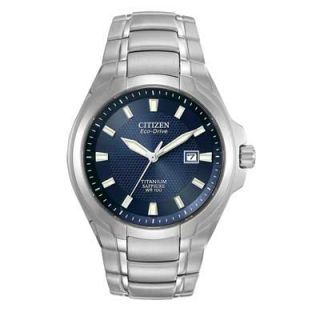 Mens Citizen Eco Drive™ Titanium Watch with Dark Blue Dial (Model