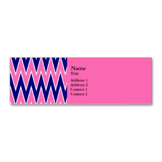 Hot Pink and Navy Blue Zigzag Pattern Business Cards