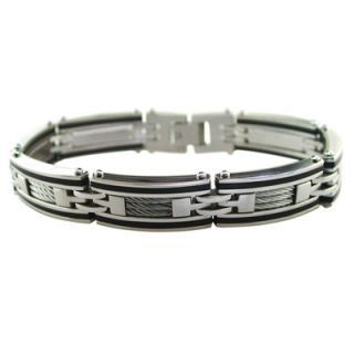 steel bracelet with black rubber and cable inlay orig $ 59 00 50