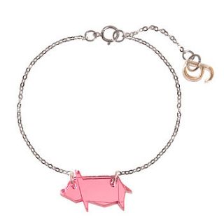 alice pink pig bracelet by go jewellery