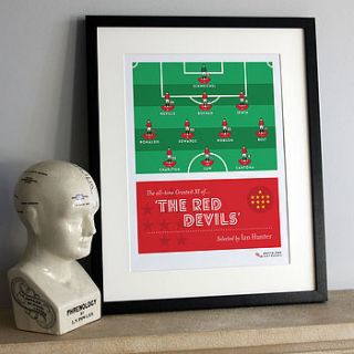 ‘greatest xi’ football team poster print by david foy artworks