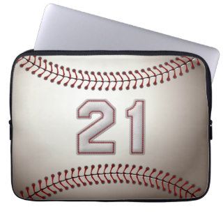 Player Number 21   Cool Baseball Stitches Laptop Sleeve