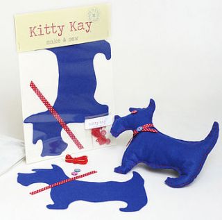 'make & sew' funky felt blue dog sewing kit by kitty kay   'make & sew'