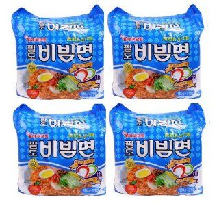 BIBIM MEN Oriental Style Noodle, Spicy Cold(Mi Kho Dai Han) Multi Package(5 packs) X 4  Ramen Noodles  Grocery & Gourmet Food
