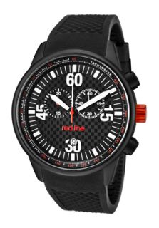 Red Line 10100  Watches,Mens Tech Chronograph Black Dial Black IP SS Case Black Textured Silicone, Chronograph Red Line Quartz Watches