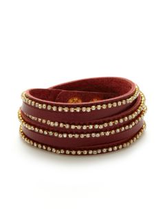 Womens Leather & Crystal Wrap Bracelet by Presh