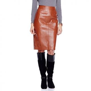 Hal Rubenstein "Donna" Leather Pencil Skirt