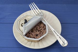personalised pet food fork by the cutlery commission