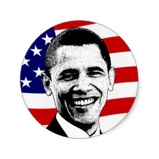 Obama Red White & Blue American Flag Stickers