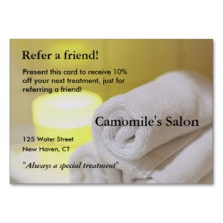 Referral Card with candles and towels Business Card Template