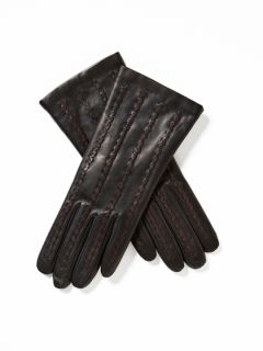 Leather Woven Detail Gloves by Portolano