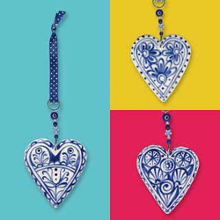 blue heart hanging decoration by roelofs & rubens