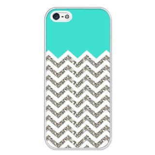 Chevron Pattern Turquoise Grey White Mixed RUBBER iphone 5, iPhone 5S case (NOT ACTUAL GLITTER)   Fits iphone 5, iPhone 5S T Mobile, AT&T, Sprint, Verizon and International Cell Phones & Accessories