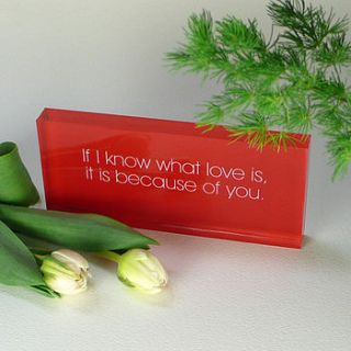 perspex acrylic decorative quotation block by souk designs